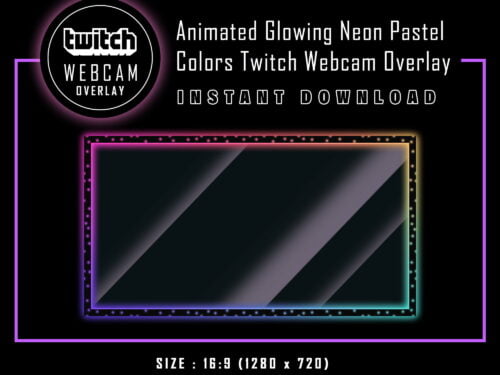 Twitch Webcam Overlay - Animated Glowing Neon Pastel Colors