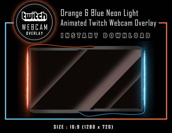 Twitch Webcam Overlay - Blue & Orange Neon Effect