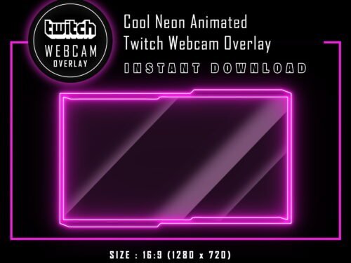 Twitch Webcam Overlay with 4 Neon Color Animation