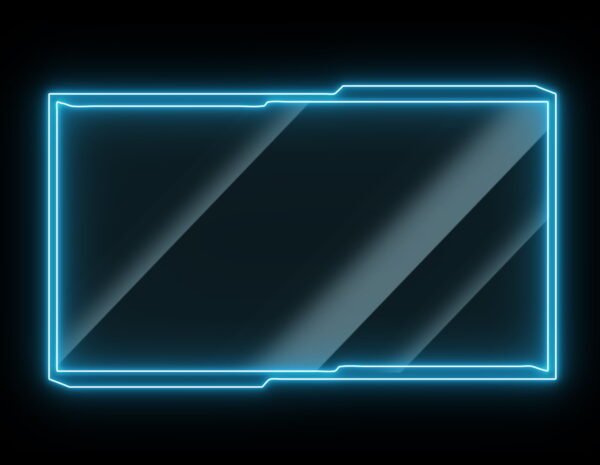 Twitch Webcam Overlay with 4 Neon Color Animation - Full View - Blue