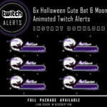 Animated Twitch Alerts - Halloween Cute Bat & Moon Alerts