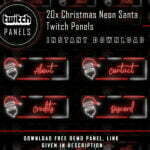 Christmas Neon Twitch Panels - 20x Neon Santa Panels