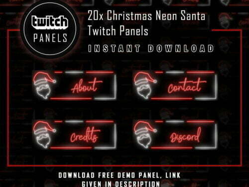 Christmas Neon Twitch Panels - 20x Neon Santa Panels
