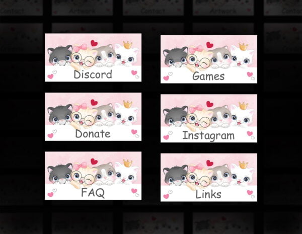 Cute Pink Twitch Panels - 25x Cute Kitty Panels for Streamers - Image1