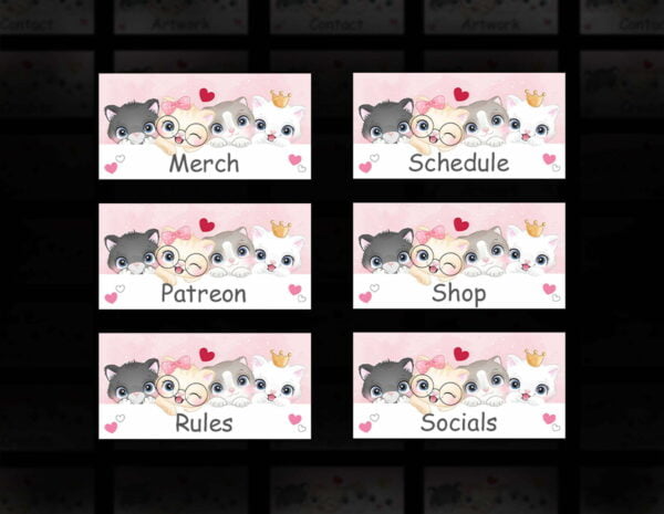 Cute Pink Twitch Panels - 25x Cute Kitty Panels for Streamers - Image2