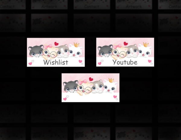 Cute Pink Twitch Panels - 25x Cute Kitty Panels for Streamers - Image4