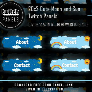 Cute Twitch Panels - 20x2 Cute Moon and Sun Panels