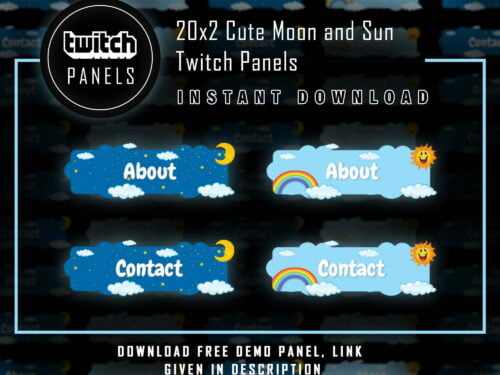 Cute Twitch Panels - 20x2 Cute Moon and Sun Panels