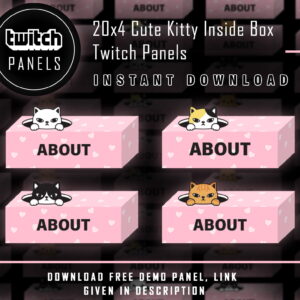 Cute Twitch Panels - 20x4 Kitty Inside Box Panels