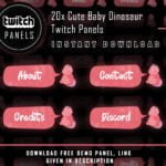Dinosaur Twitch Panels - 20x Cute Baby Dinosaur Panels