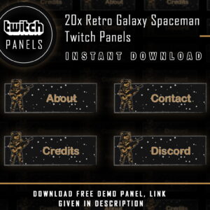 Galaxy Twitch Panels - 20x Retro Spaceman Panels