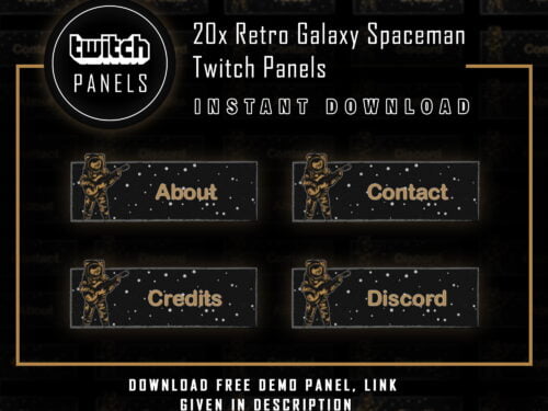 Galaxy Twitch Panels - 20x Retro Spaceman Panels