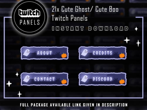 Ghost Twitch Panels - 21x Halloween Cute Ghost/ Cute Boo Panels