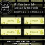 Green Twitch Panels - 20x Cute Green Baby Dinosaur Panels