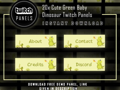 Green Twitch Panels - 20x Cute Green Baby Dinosaur Panels