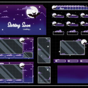 Halloween Twitch Overlay Package - Cute Bat Streaming Overlay