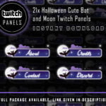 Halloween Twitch Panels - 21x Halloween Cute Bat and Moon Panels