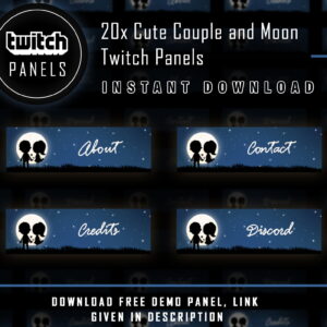 Moon Twitch Panels - 20x Cute Couple and Moon Panels