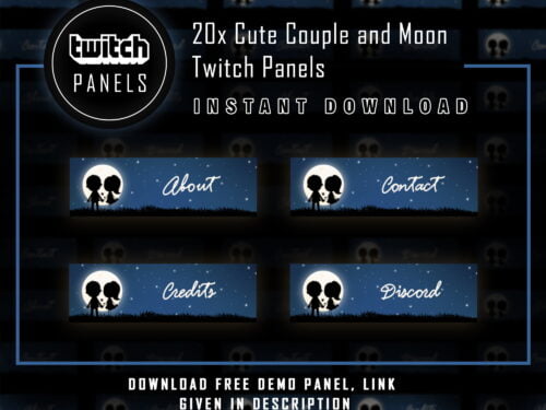 Moon Twitch Panels - 20x Cute Couple and Moon Panels
