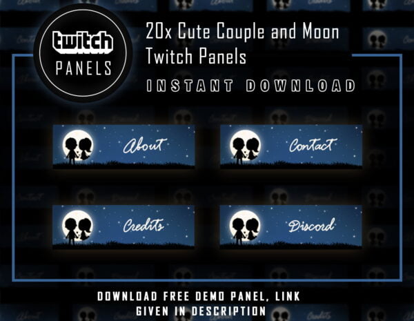 Moon Twitch Panels - 20x Cute Couple and Moon Panels