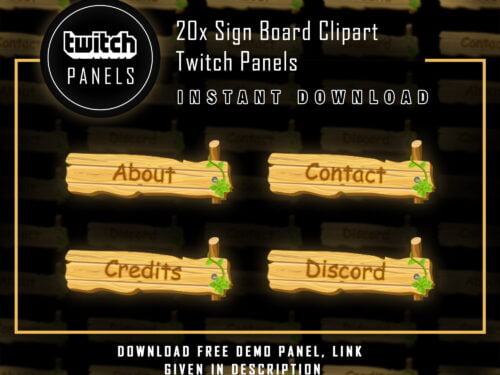 Wood Twitch Panels - 20x Sign Board Clipart Panels