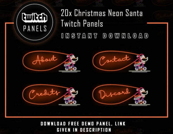 Neon Twitch Panels - 20x Christmas Neon Santa Panels