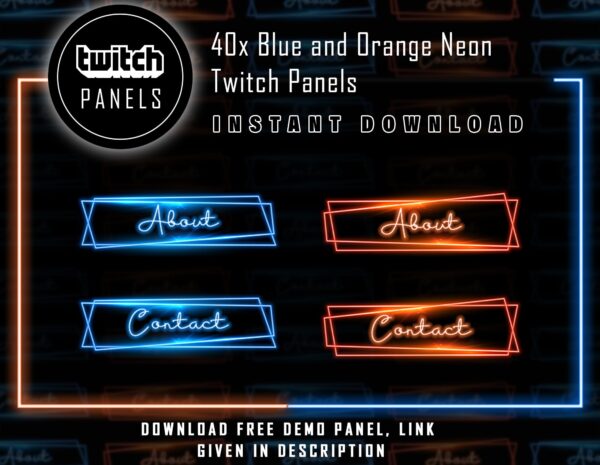 Neon Twitch Panels - 20x2 Blue and Red Neon Panels