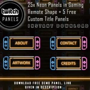 Neon Twitch Panels - 25x Panels in Gaming Remote Shape