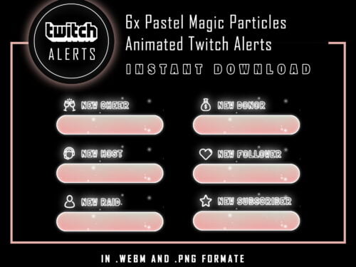 Pastel Twitch Alerts - Magic Particles Animated Streaming Alerts