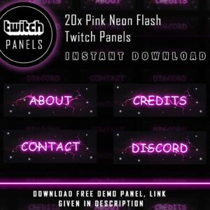 Pink Twitch Panels - 20x Pink Neon Flash Panels