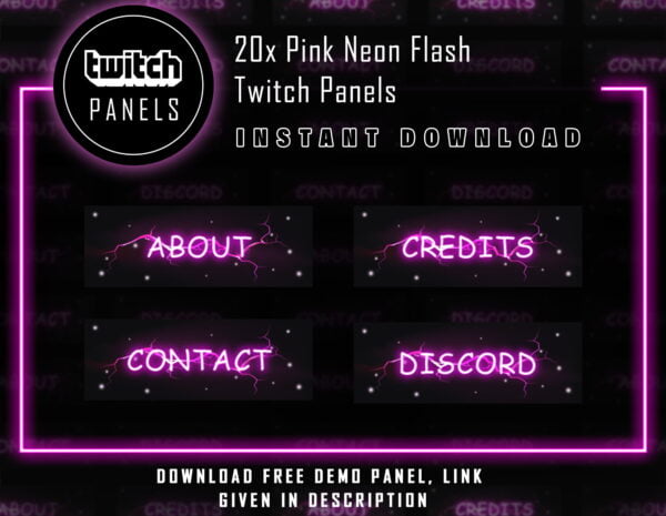 Pink Twitch Panels - 20x Pink Neon Flash Panels