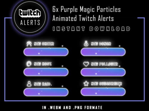 Purple Twitch Alerts - Magic Particles Animated Alerts