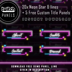 Star Twitch Panels - 20x + 5 Custom Neon Star & Line Art Panels
