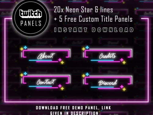 Star Twitch Panels - 20x + 5 Custom Neon Star & Line Art Panels