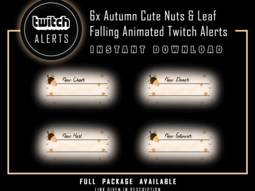 Twitch Alerts Cozy - Autumn Nuts & Leaf Falling Animated Alerts