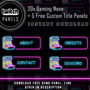 Twitch Panels Neon - 20x Neon Gaming Twitch Panels