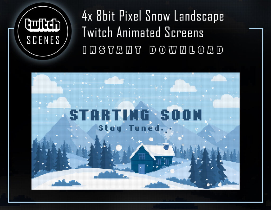 8bit Pixel Twitch Animated Scenes | Snow Landscape Screen - DigiSpotter