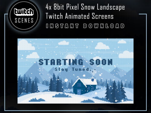 8bit Pixel Twitch Animated Scenes | Snow Landscape Screen