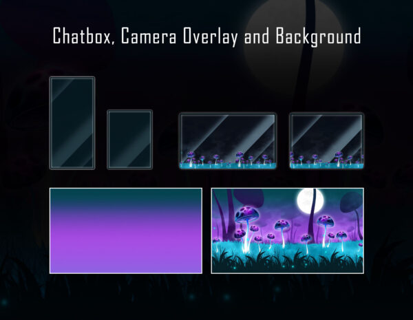 Animated Twitch Overlay Package - Mushroom Forest Night Magic Overlays