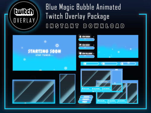 Blue Twitch Overlay Package - Magic Bubble Streaming Package