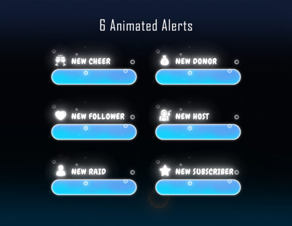 Blue Twitch Overlay Package - Magic Bubble Streaming Package Alerts
