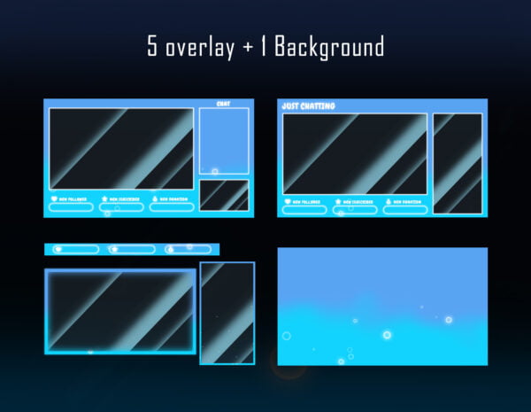 Blue Twitch Overlay Package - Magic Bubble Streaming Package Overlay