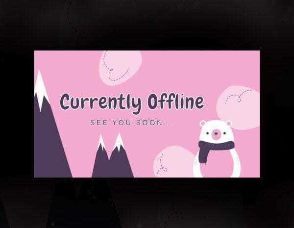 Cute Bear Twitch Animated Screen with Snow Fall Twitch Scenes | Currently Offline