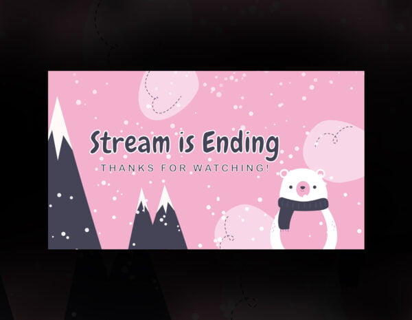 Cute Bear Twitch Animated Screen with Snow Fall Twitch Scenes | Stream is Ending