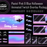 Halloween Bat Twitch Overlay Package - Pink & Blue Overlay Pack