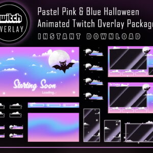 Halloween Bat Twitch Overlay Package - Pink & Blue Overlay Pack