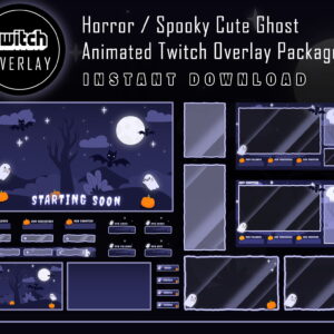 Halloween Twitch Overlay Package - Animated Cute Ghost/ Boo