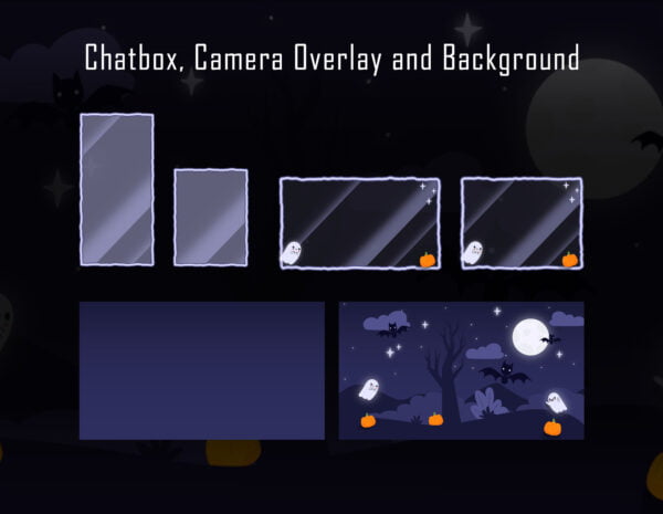 Halloween Twitch Overlay Package - Animated Cute Ghost/ Boo Overlays