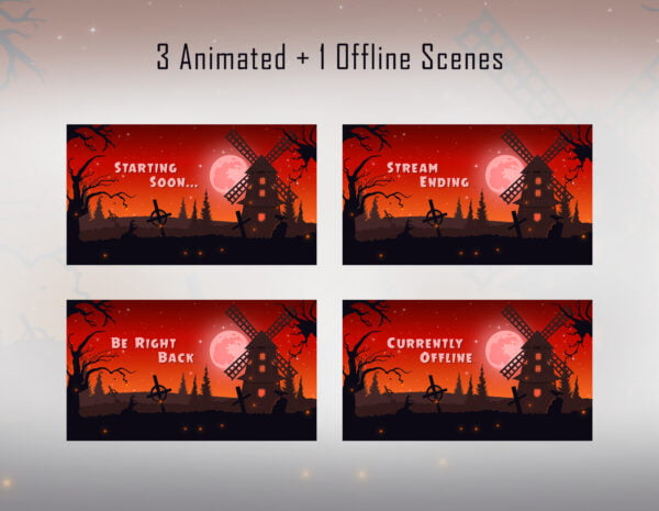 Horror Twitch Overlay Pack - Halloween Spooky Ghost Landscape Scenes
