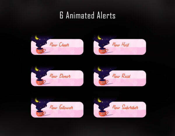 Magic Coffee Twitch Overlay Package / Vtuber Streaming Overlay Alerts
